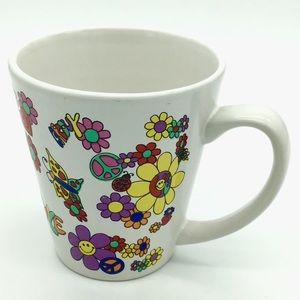 GW Peace Love VW Bug 60s 70s Cartoon Coffee Mug